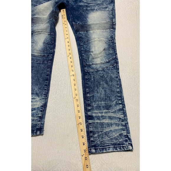 Denim & Rivets Premium Moto Jeans Men's Size 38 Acid Wash Stretch Whiskers - Picture 8 of 9